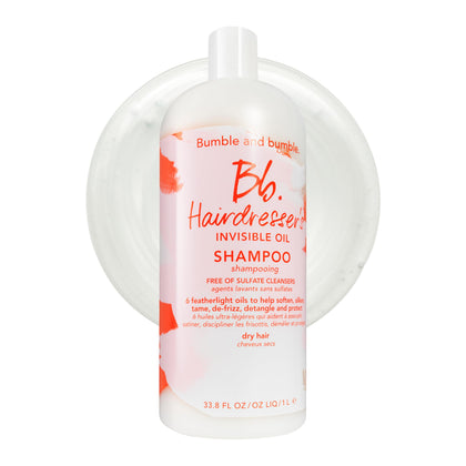 Bumble and bumble Invisible Oil Hydrating Shampoo bottle shows frizz-reducing hydration for all hair types