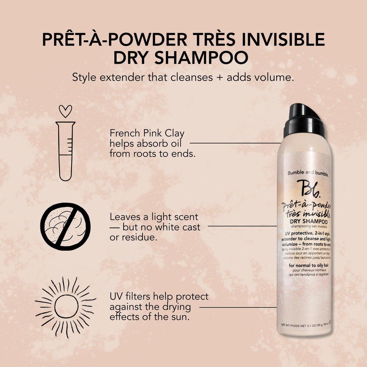 Bumble and bumble Pret-à-Powder texture close-up shows invisible finish
