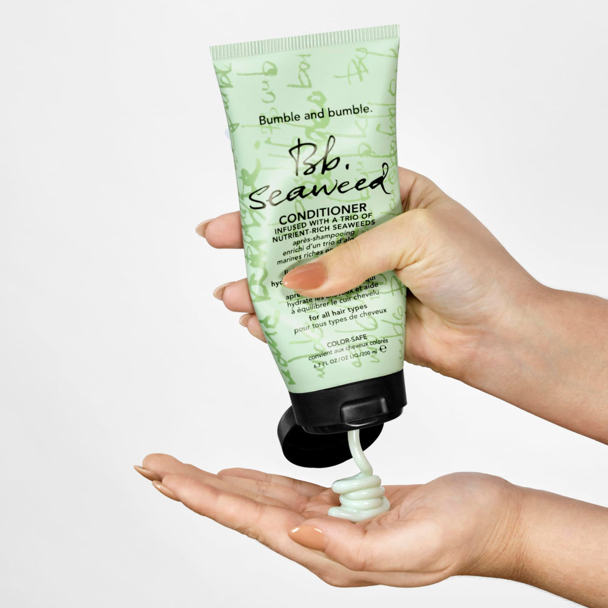 Silky texture close-up of conditioned hair with Bumble and bumble Seaweed Hydrating Conditioner