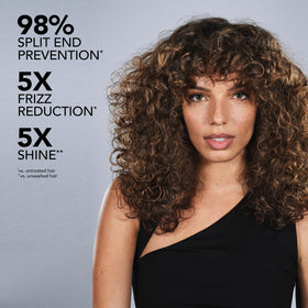 Bumble and bumble Styling Oil hands-apply demonstrates versatile use for sleek shine.