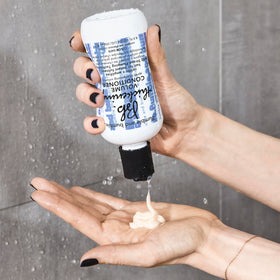 Bumble and bumble Thickening Volume Conditioner label close-up emphasizes color-safe formula