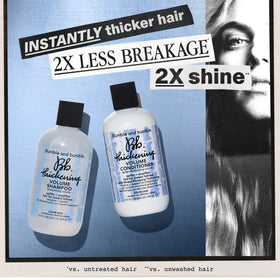 Bumble and bumble Thickening Volume Conditioner tube highlights detangling and softening