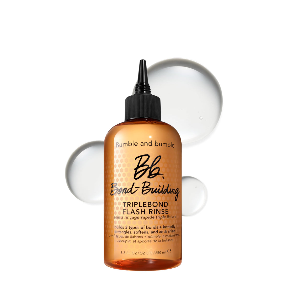 Bumble and bumble TripleBond Flash Rinse bottle offers lightweight hydration and shine.
