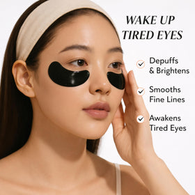 Bumfuzz Green Tea Under-Eye Patches box on mirror for convenient self-care