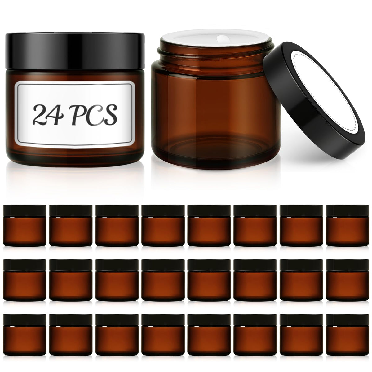 Bumobum amber glass jar 2oz with lid close-up for travel friendly cosmetics storage