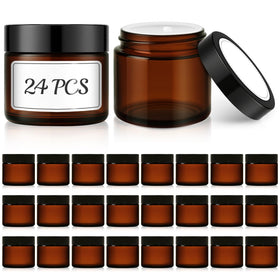 Bumobum amber glass jar 2oz with lid close-up for travel friendly cosmetics storage