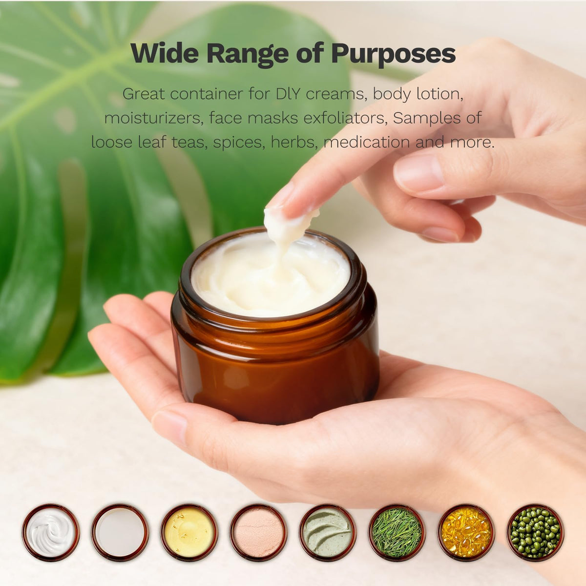 Bumobum DIY cosmetic creams stored neatly in amber jars.