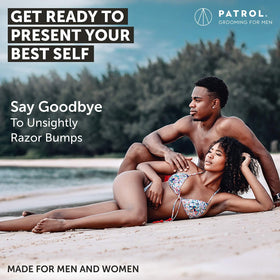 Bump Patrol Face and neck application demonstrates smoothing on sensitive skin.