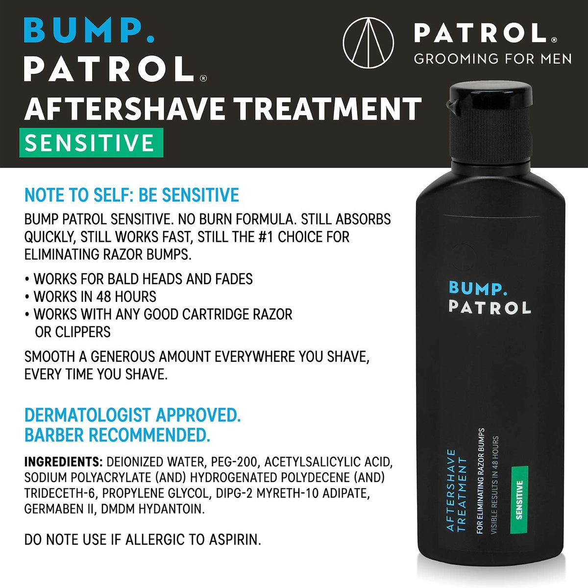 Bump Patrol Sensitive Strength aftershave serum texture close-up highlighting non-greasy feel