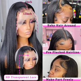 bunGiol 13x4 lace front wig with pre-plucked hairline for seamless styling.