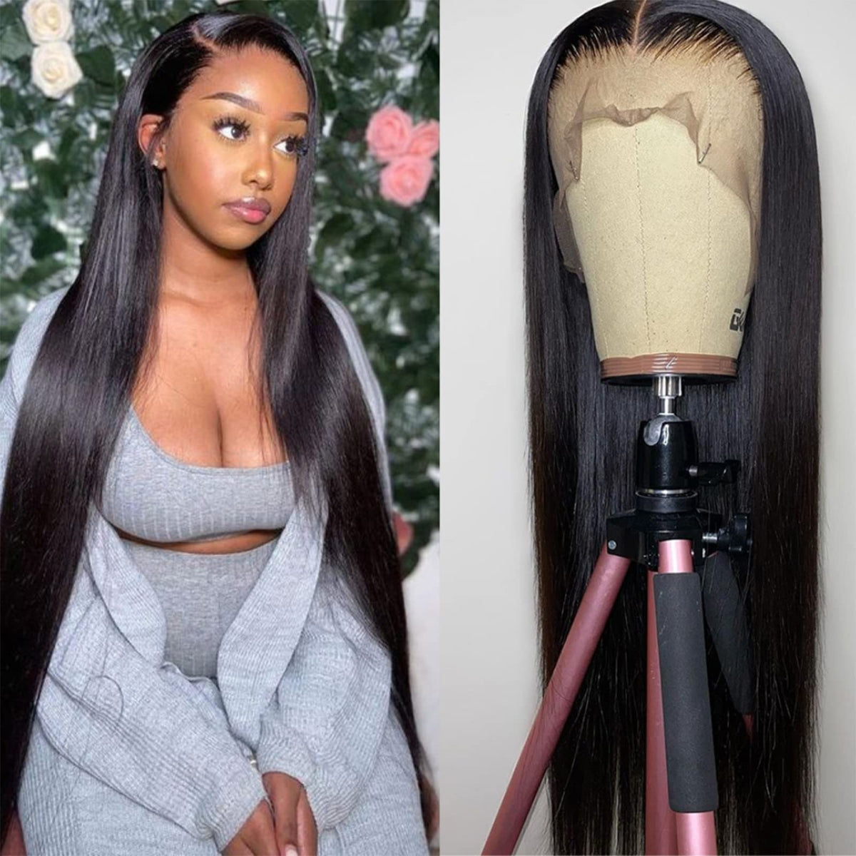 bunGiol 30-inch lace front wig with straight hair for natural volume.