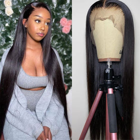 bunGiol 30-inch lace front wig with straight hair for natural volume.