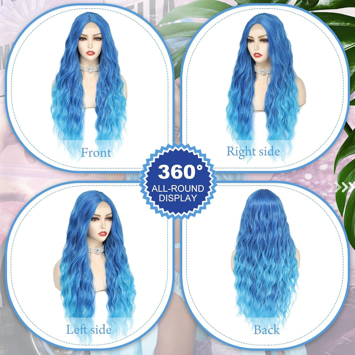 BUPPLER cosplay blue wig for weddings and parties offers cinematic look.