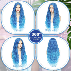 BUPPLER cosplay blue wig for weddings and parties offers cinematic look.