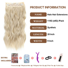 BUPPLER Halo extensions clip-in wefts provide secure hold on fine hair for added volume.