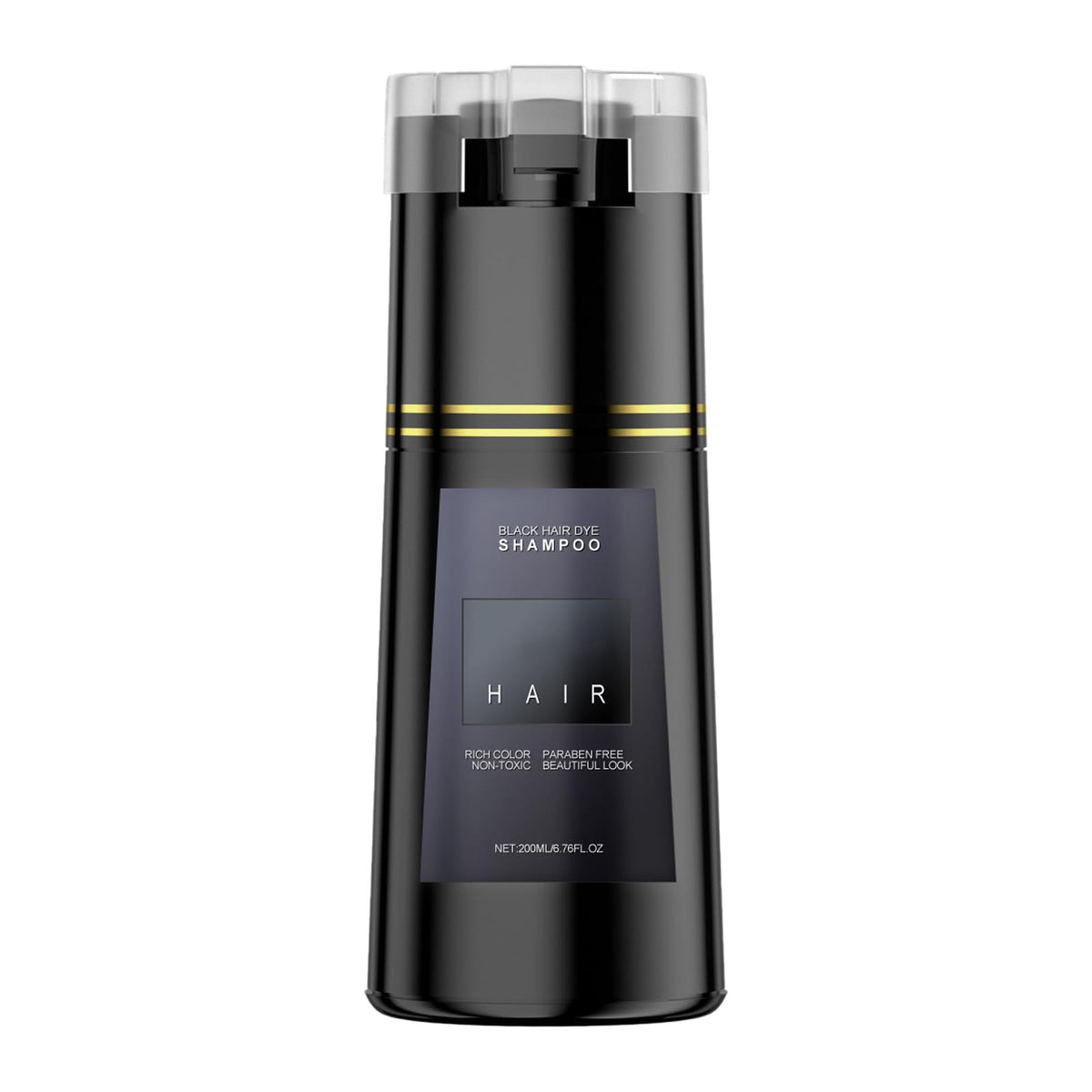 Bupposes Black Dye Shampoo bottle front for at-home gray coverage.