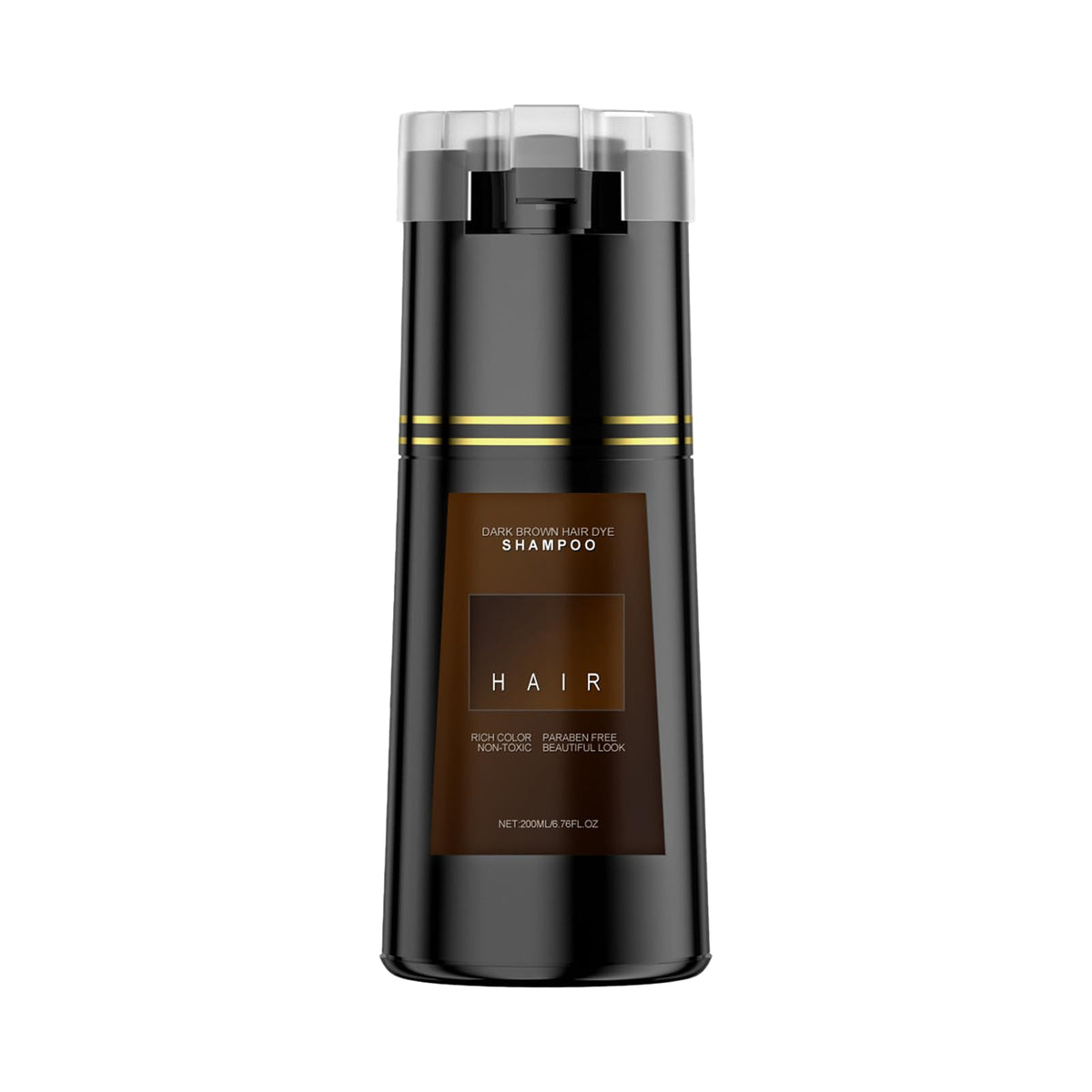 Bupposes Natural Brown Hair Color Shampoo packshot highlighting gentle color refresh for dark hair.