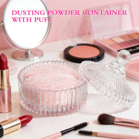 BUQ glass powder container highlights crystal-clear elegance and easy cleaning.