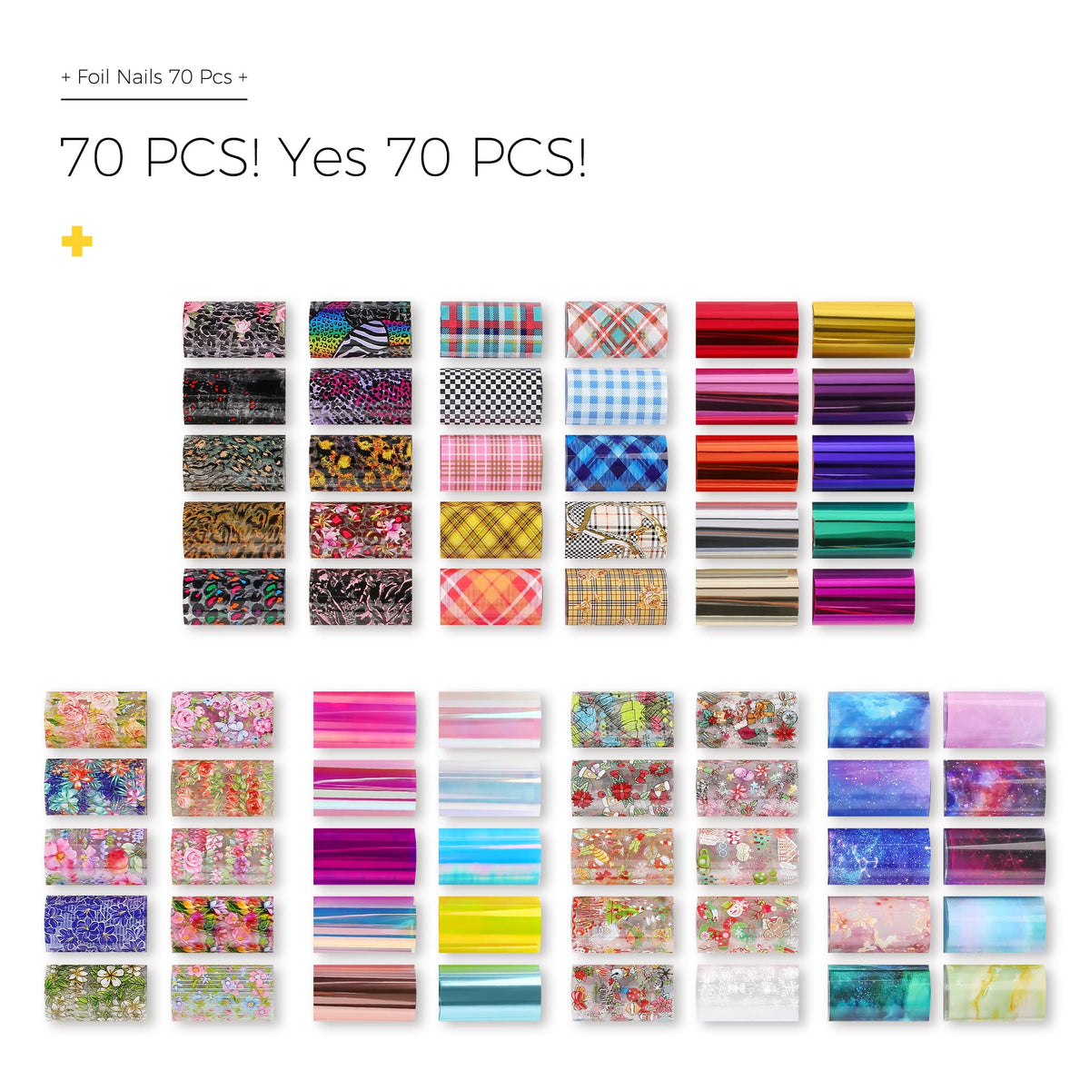 BURANO 70pcs foil stickers pack for diverse nail designs.