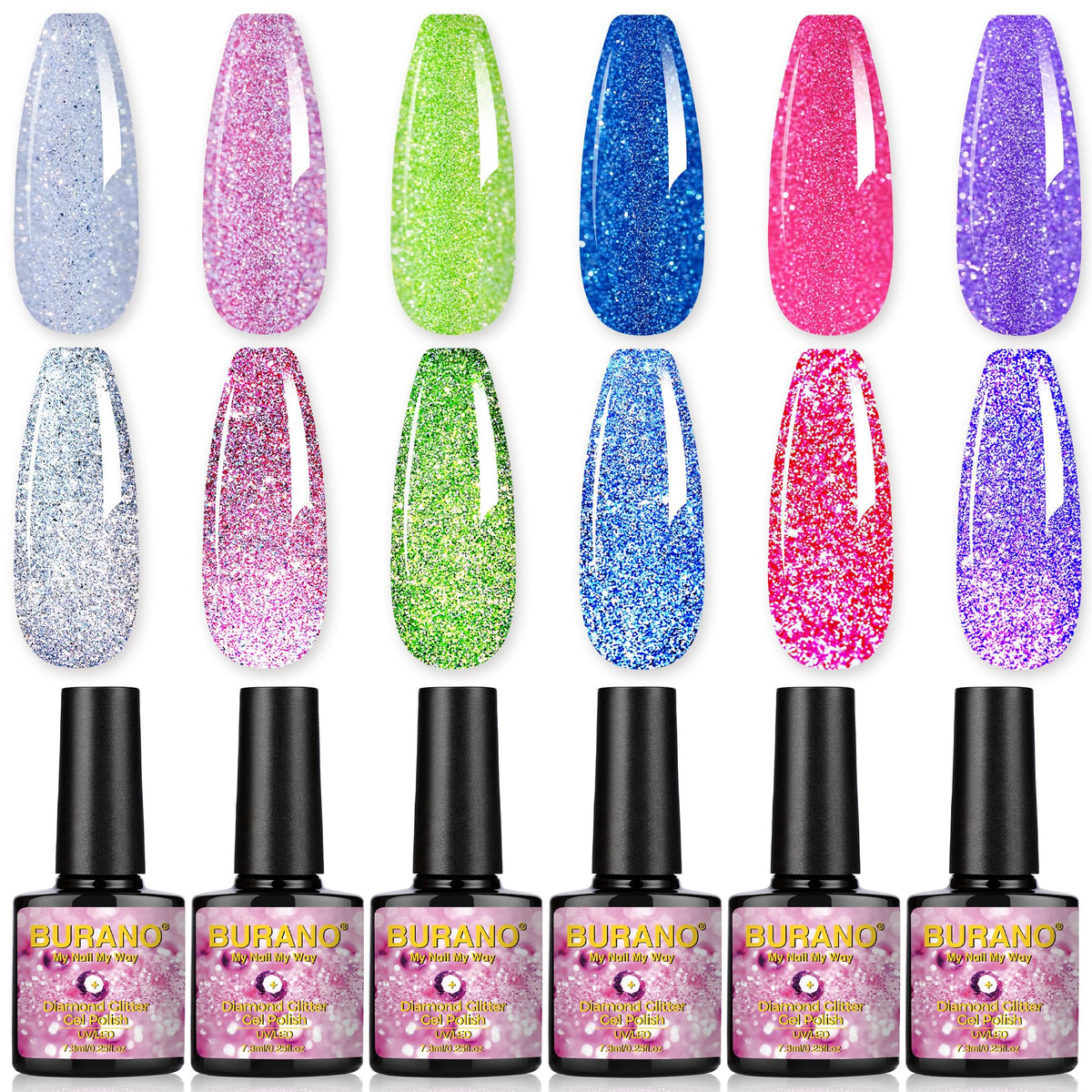 BURANO soak-off gel polish compatible with LED lamp for easy cure