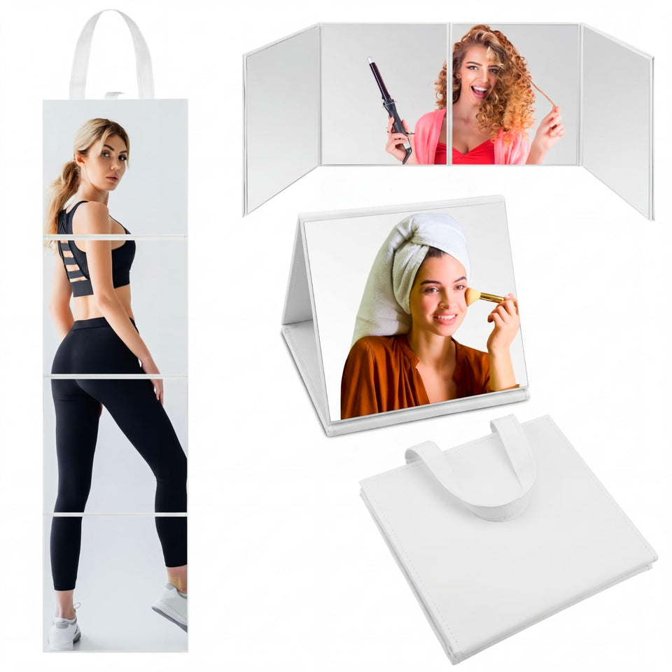 Burbell 3-way foldable mirror with handle offering precise full-body checks on the go
