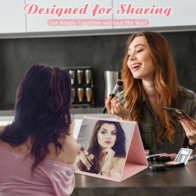 Burbell portable dance mirror folds for on-the-go makeup touchups.