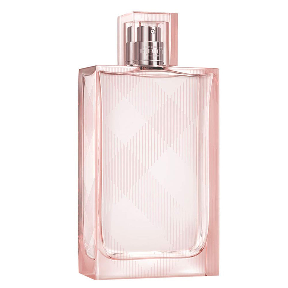 Burberry Brit Sheer EDT bottle with pink glass for daily floral freshness.