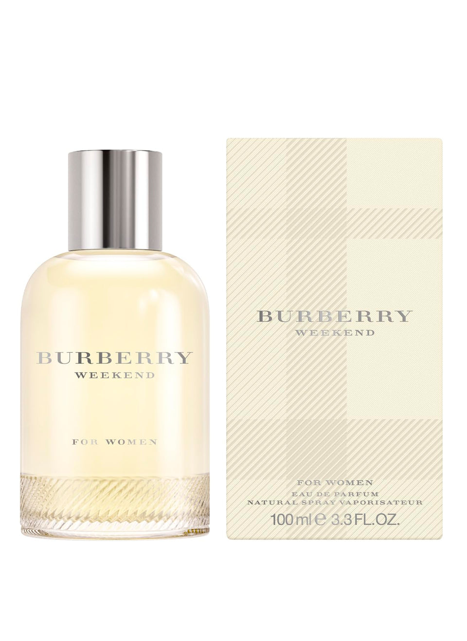 Burberry Weekend bottle close-up, a refined fragrance for everyday wear.