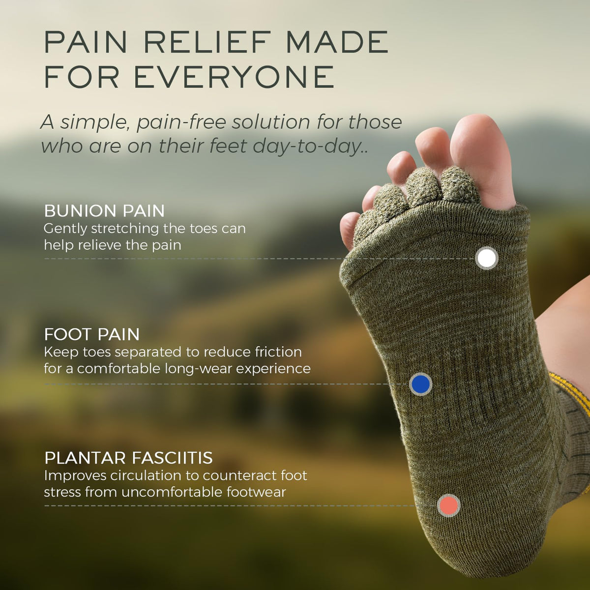 Burning Barefoot bunion-corrector socks designed for discreet home wear.