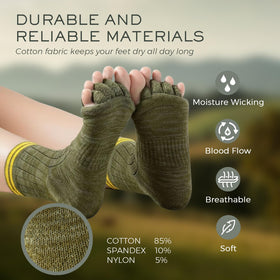Burning Barefoot toe dividers support comfort during relaxation or yoga practice.