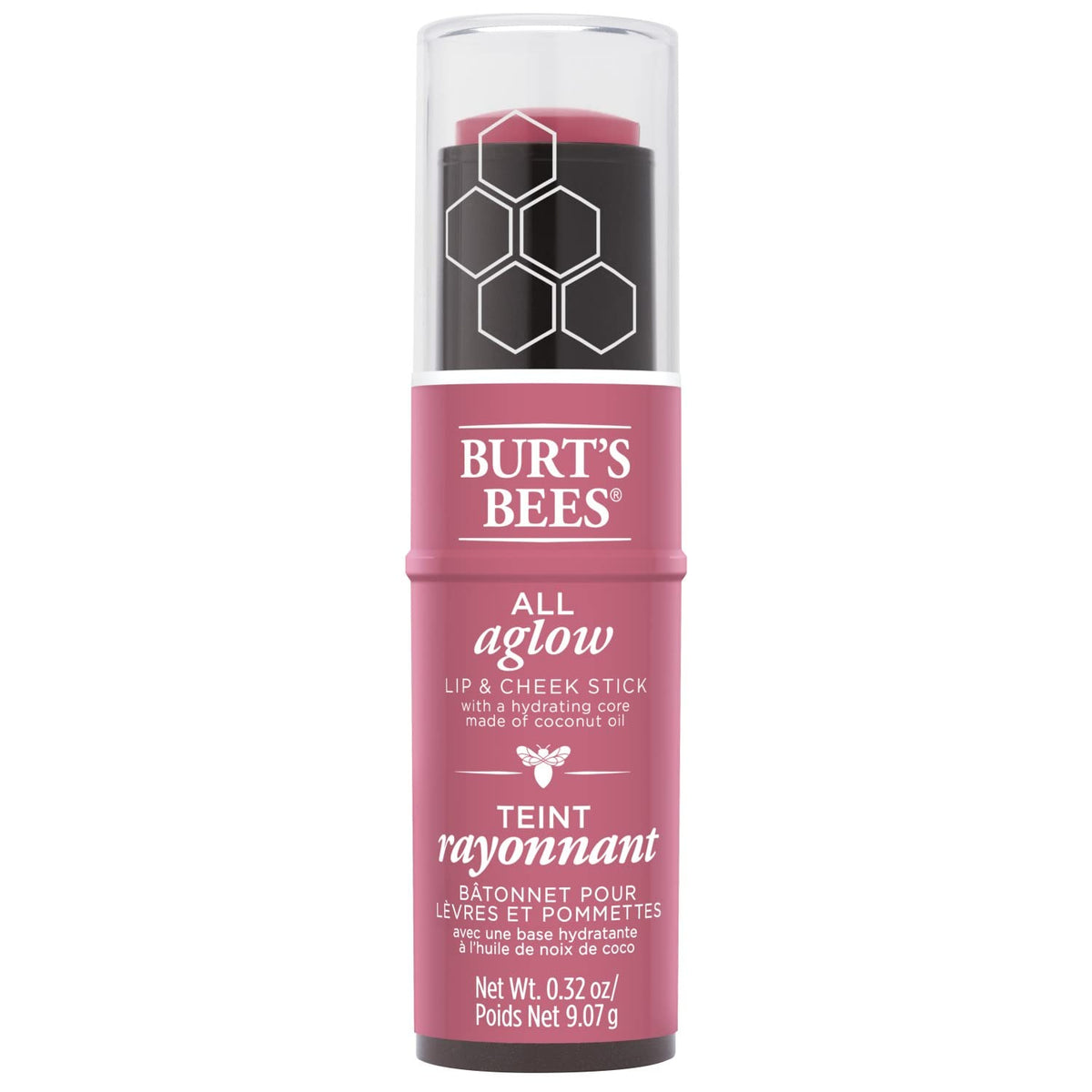 Nourishing jojoba and sunflower oils hydrate lips and cheeks