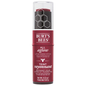 Burts Bees All Aglow Lip & Cheek Stick Dahlia Dew swatch demonstrates blendable color