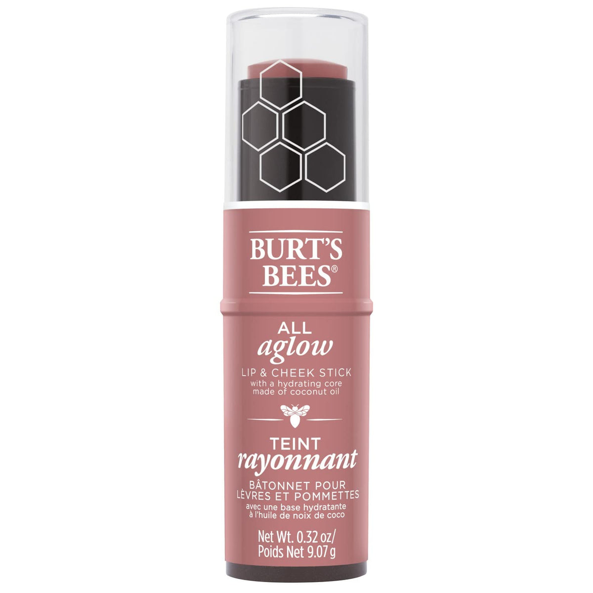 Burts Bees All Aglow applied on lips for natural tint.