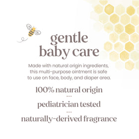 Burt's Bees Baby ointment jar closeup emphasizes petroleum-free formula
