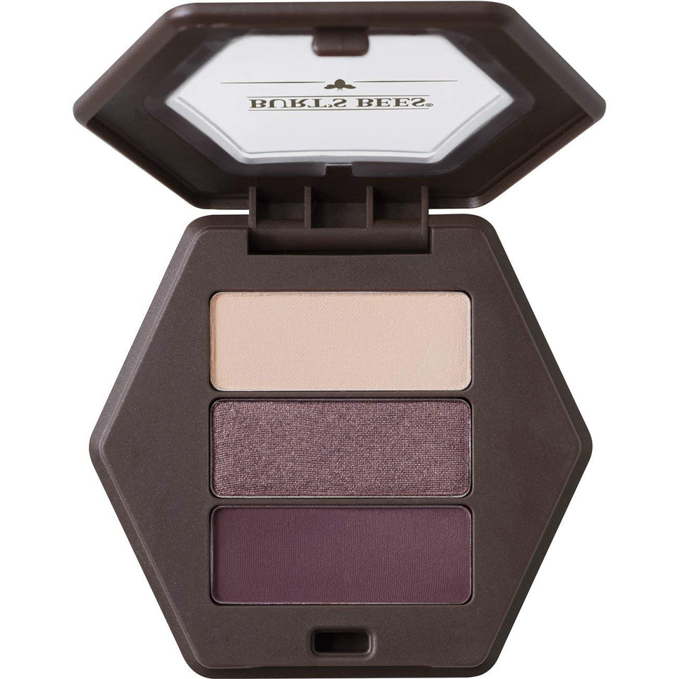 Burt's Bees Countryside Lavender eye shadow palette open with three lavender tones for easy daily definition