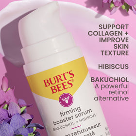 Burt's Bees Firming Serum with hibiscus and bakuchiol on display