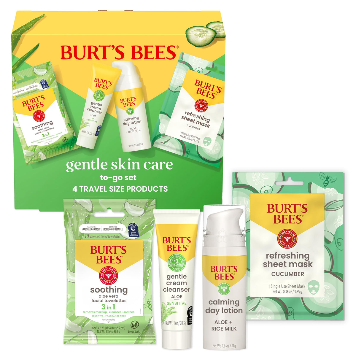 Burt's Bees Gentle Skin Care To-Go Set packaging for travel-ready skin routine on the go
