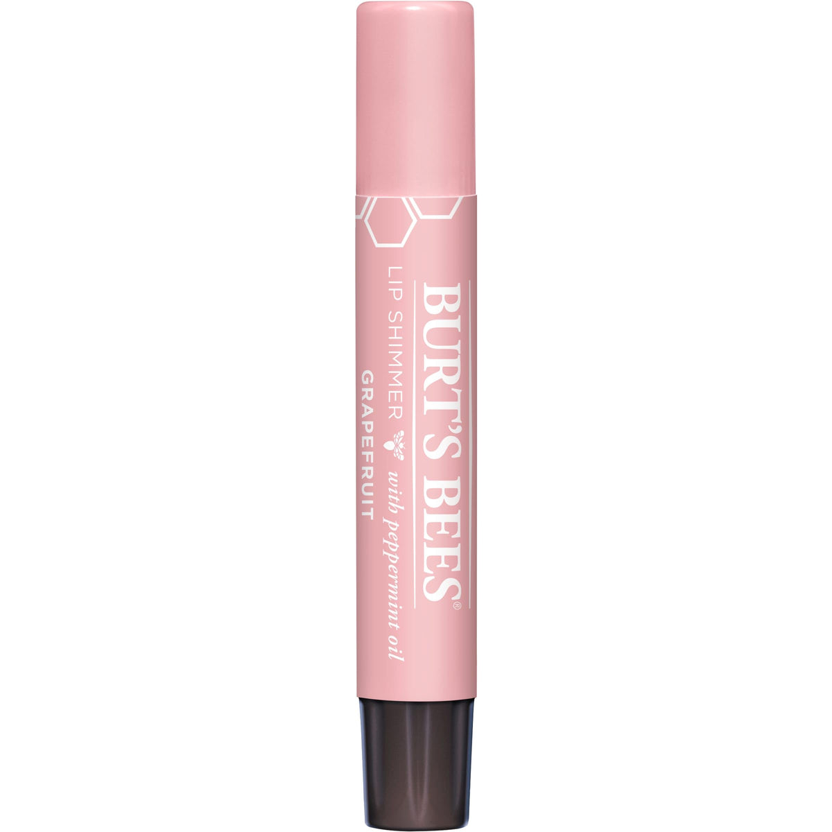 Application close-up of Burt's Bees Lip Shimmer with minty refreshment.