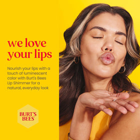 Packaging image of Burt's Bees Lip Shimmer, compact and travel-ready.