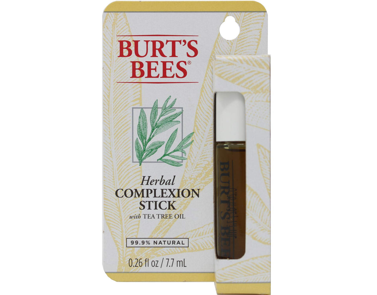 Burt's Bees Herbal Complexion Stick bottle close-up for on-the-go touch-ups