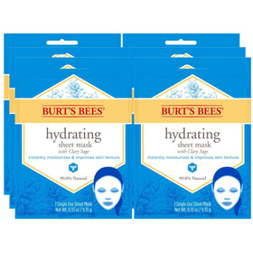 Burt's Bees hydrating sheet mask with clary sage and kiwi for balanced, hydrated skin.