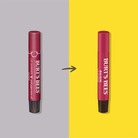 Burt's Bees Lip Shimmer Raisin on lips delivers a warm, glowing tint.