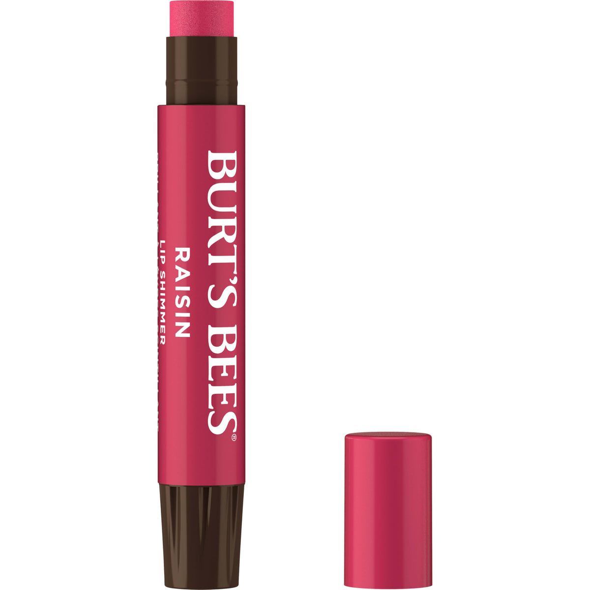 Burt's Bees Lip Shimmer Raisin tube closeup adds subtle shine and hydration.