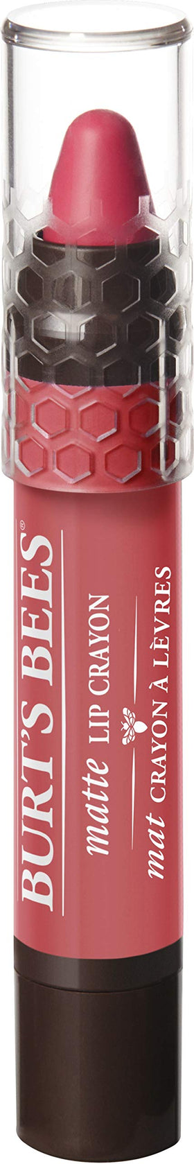 Burt's Bees matte lip color application demonstrates creamy texture for smooth lip color.