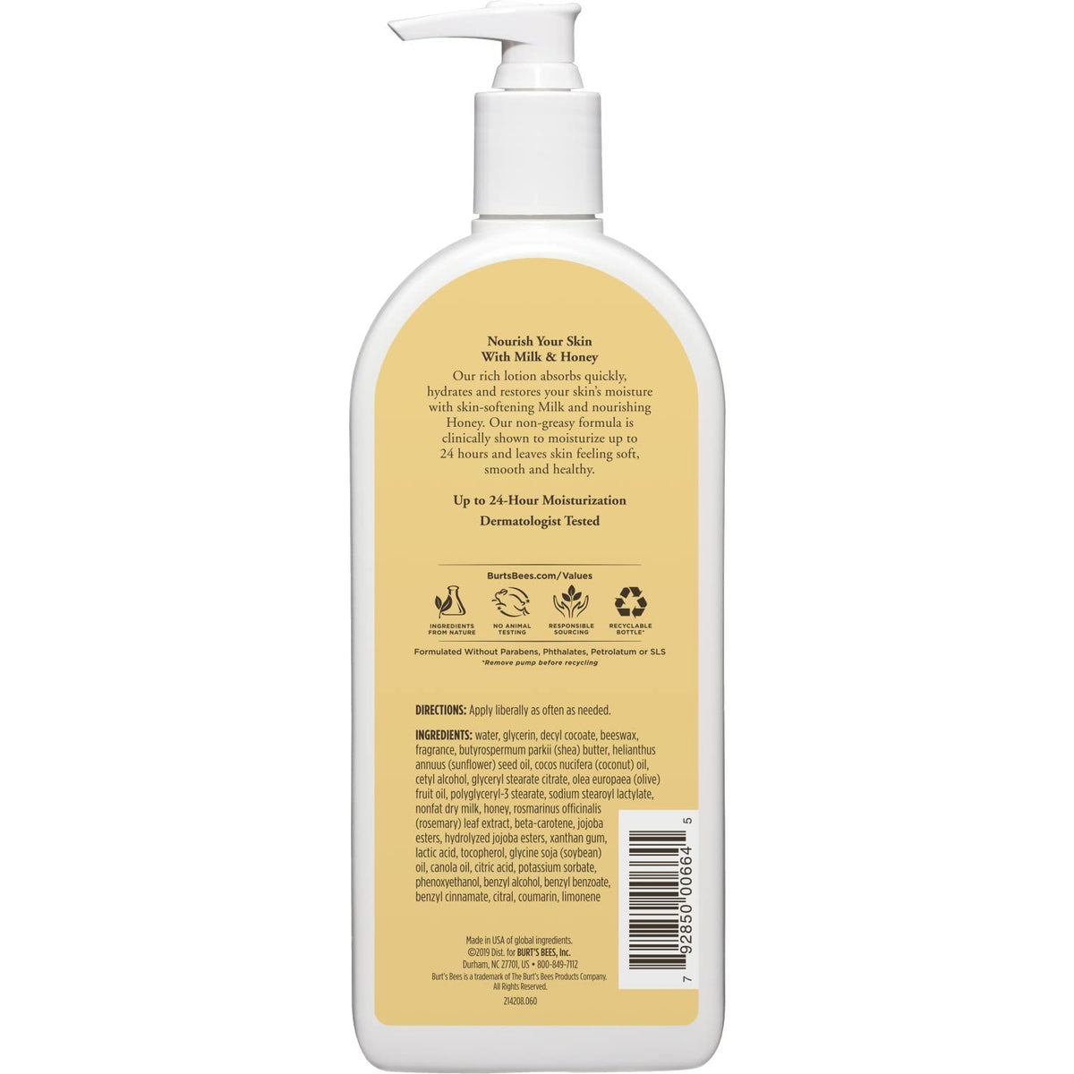Burt's Bees Milk and Honey lotion pack with a 12 oz bottle for daily hydration.