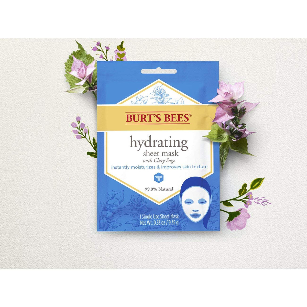 Plant and flower extracts featured in Burt's Bees facial mask formula.