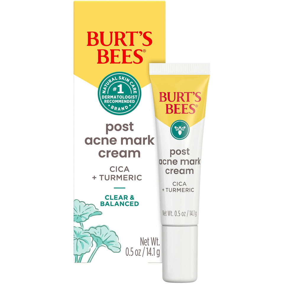 Burt's Bees Post Acne Mark Cream tube close-up showing soothing texture
