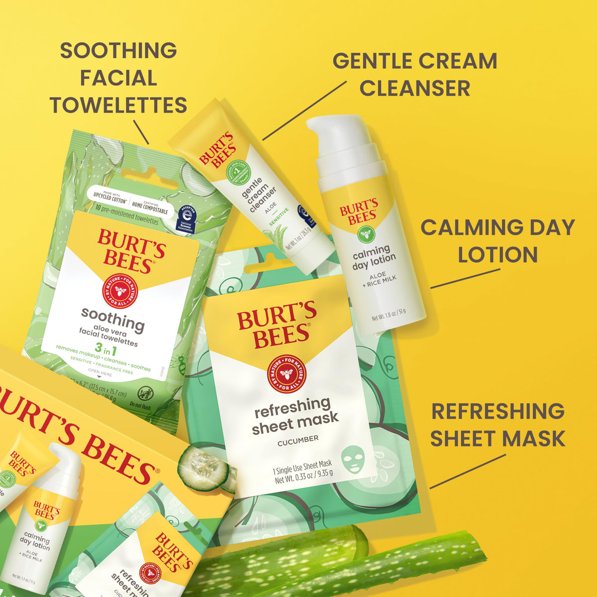 Burt's Bees refreshing sheet mask application showing instant, gentle hydration