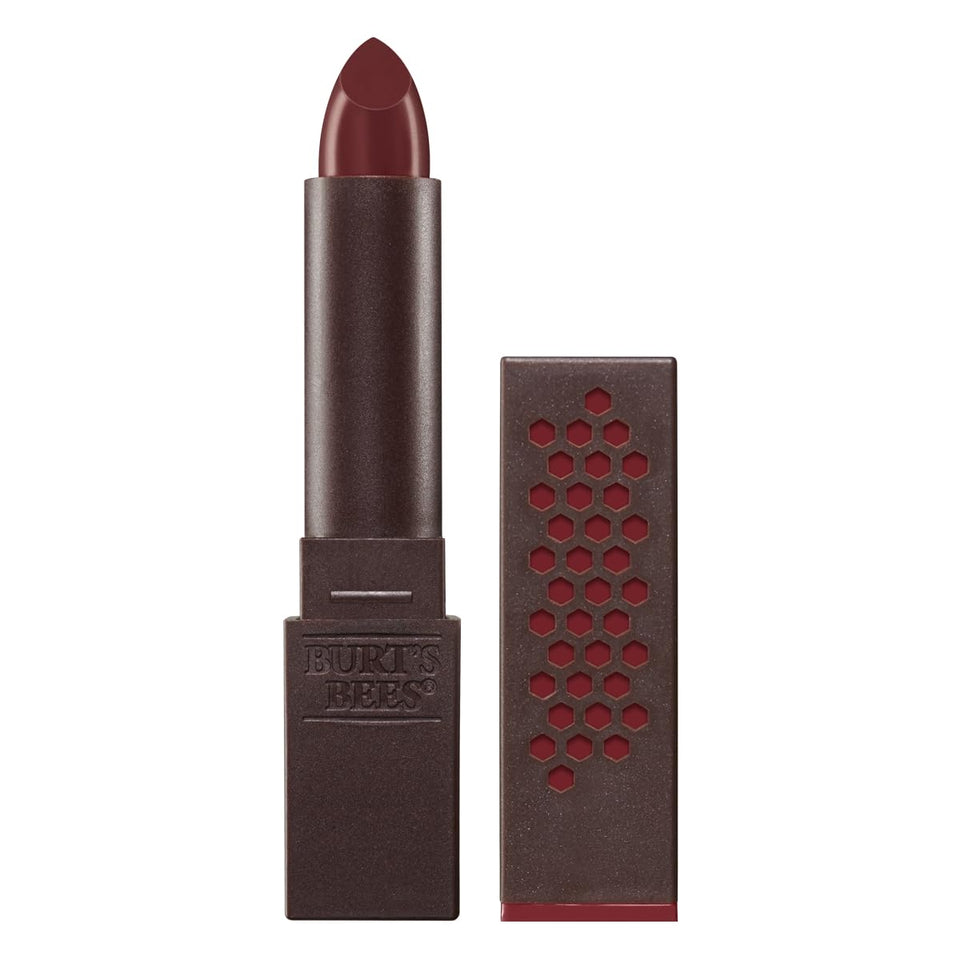 Burt's Bees Russet River lipstick cap close-up showing rich satin color