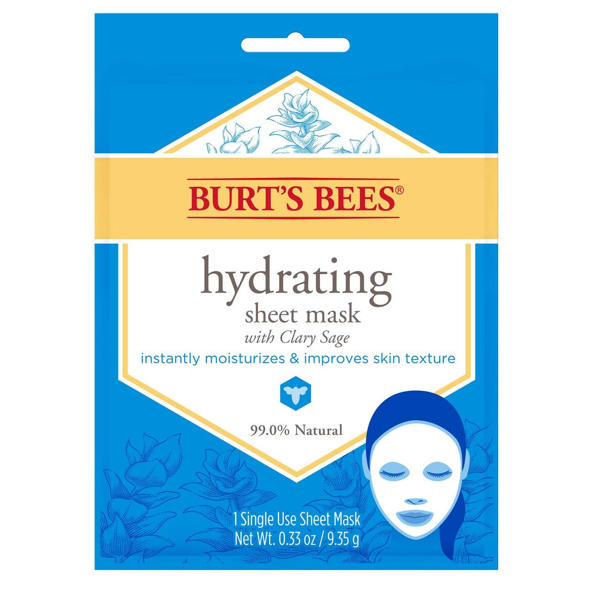 Applying Burt's Bees hydrating mask for a quick 5-minute moisture boost.